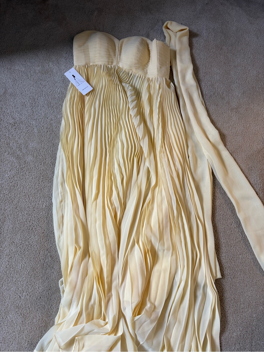 Amazon Strapless Pleated Maxi Dress in Soft Yellow